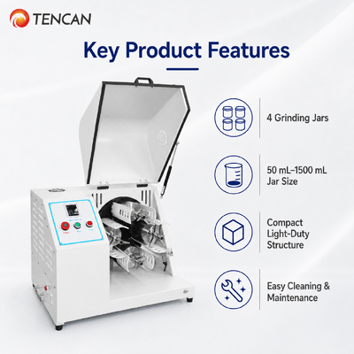 6L Capacity Laboratory Ball Mill with 70-670 rpm Rotate Speed and Low Noise (<60db) for Dry and Wet Grinding