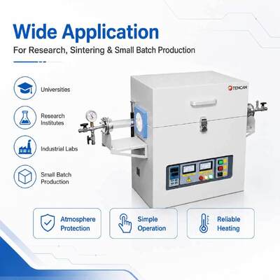TENCAN 1200C 1400C 1600C Οριζόντιος φούρνος σωλήνα κενού Εργαστήριο διαίρεσης συντριβής CVD Κουάρτζιο αλουμινένιο σωλήνα φούρνο