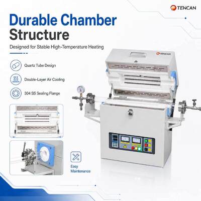 TENCAN 1200C 1400C 1600C Οριζόντιος φούρνος σωλήνα κενού Εργαστήριο διαίρεσης συντριβής CVD Κουάρτζιο αλουμινένιο σωλήνα φούρνο