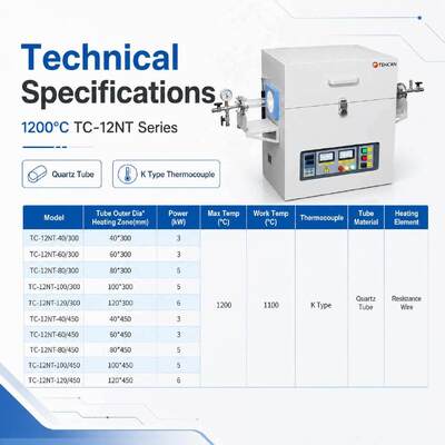 TENCAN 1200C 1400C 1600C Οριζόντιος φούρνος σωλήνα κενού Εργαστήριο διαίρεσης συντριβής CVD Κουάρτζιο αλουμινένιο σωλήνα φούρνο