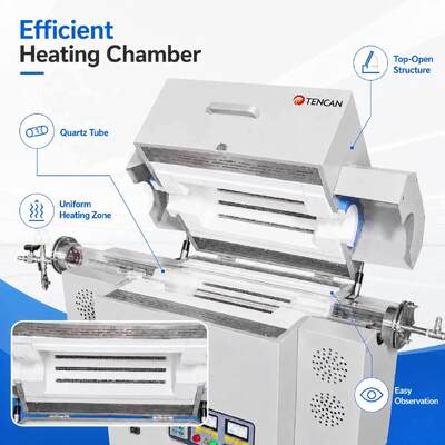 TENCAN TC-12NRT High Temperature 1200C Lab Vacuum Tubular Furnace MOSI2 Heating Element High-Purity Quartz/Alumina Material