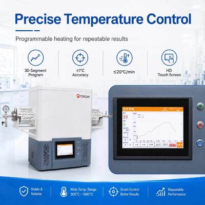 TENCAN TC-12NT 1600°C Μέγιστη θερμοκρασία σωλήνων κενού φούρνου με σωλήνα χαλαζία υψηλής καθαρότητας και προγραμματιζόμενο έλεγχο θερμοκρασίας