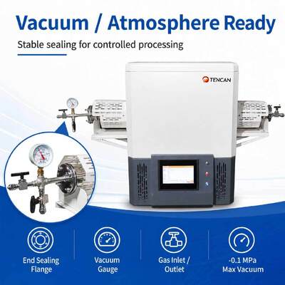 TENCAN TC-12NT 1600°C Μέγιστη θερμοκρασία σωλήνων κενού φούρνου με σωλήνα χαλαζία υψηλής καθαρότητας και προγραμματιζόμενο έλεγχο θερμοκρασίας