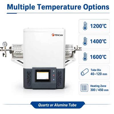 TENCAN TC-12NT 1600°C Μέγιστη θερμοκρασία σωλήνων κενού φούρνου με σωλήνα χαλαζία υψηλής καθαρότητας και προγραμματιζόμενο έλεγχο θερμοκρασίας