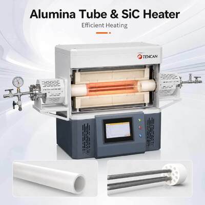 TENCAN TC-14ST 1400C Σωληνάριο κενού Φούρνος SiC Heater S-Type Thermocouple High-Temp Tube Alumina Lab Split sintering φούρνος