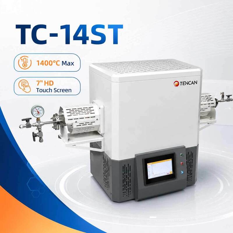 TENCAN TC-14ST 1400C Σωληνάριο κενού Φούρνος SiC Heater S-Type Thermocouple High-Temp Tube Alumina Lab Split sintering φούρνος